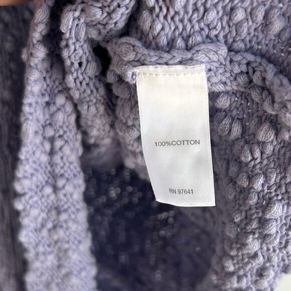 J. Jill L Purple Lavender Textured Cotton Sweater Tab Sleeves Coastal Fall - Picture 4 of 8